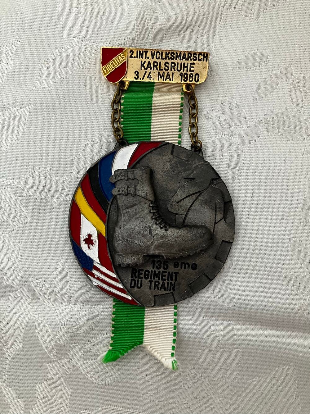 1980 Karlsruhe Volksmarsch Medal 135e Regiment du Train Fidelitas Germany